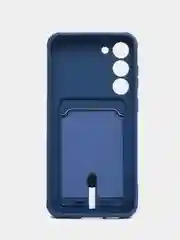 Синий чехол для Samsung Galaxy S23 Plus, Самсунг С23 Плюс силиконовый, с карманом для карты