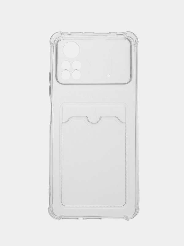 Чехол для Xiaomi Poco X4 Pro, Сяоми Поко Х4 Про прозрачный, с карманом для карты