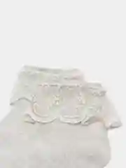 Серый детские носки с рюшами, кружевные
