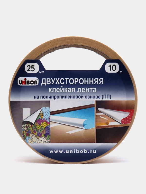 Клейкая двухсторонняя крепежная строительная монтажная лента, 25 мм х 10 м, Unibob
