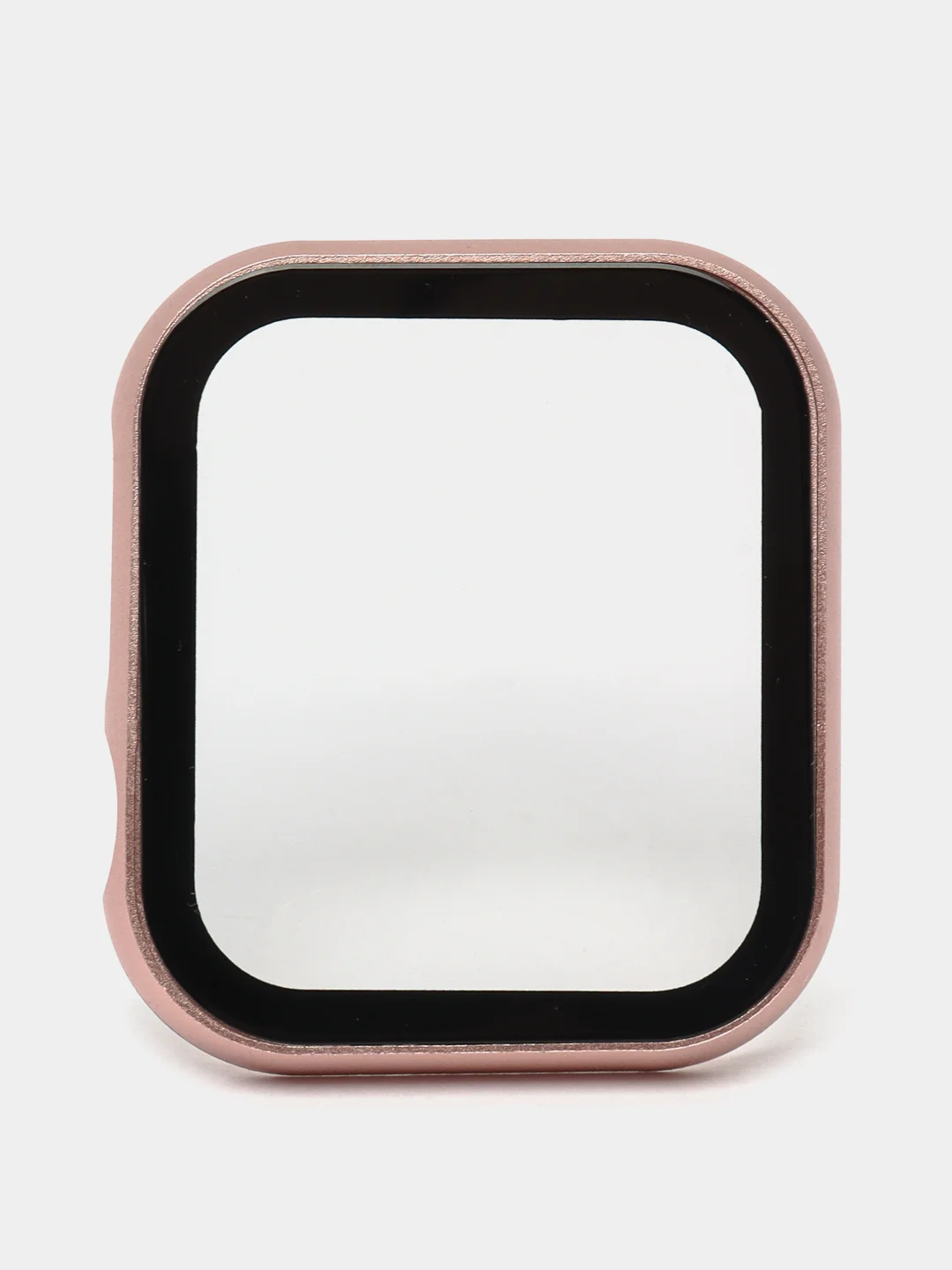 Розовый защитный металлический бампер со стеклом для Apple Watch