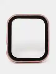 Розовый защитный металлический бампер со стеклом для Apple Watch