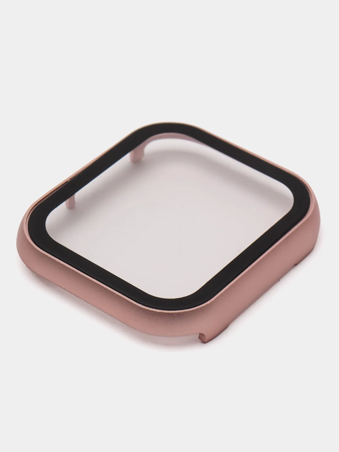 Розовый защитный металлический бампер со стеклом для Apple Watch