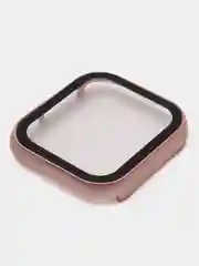Розовый защитный металлический бампер со стеклом для Apple Watch