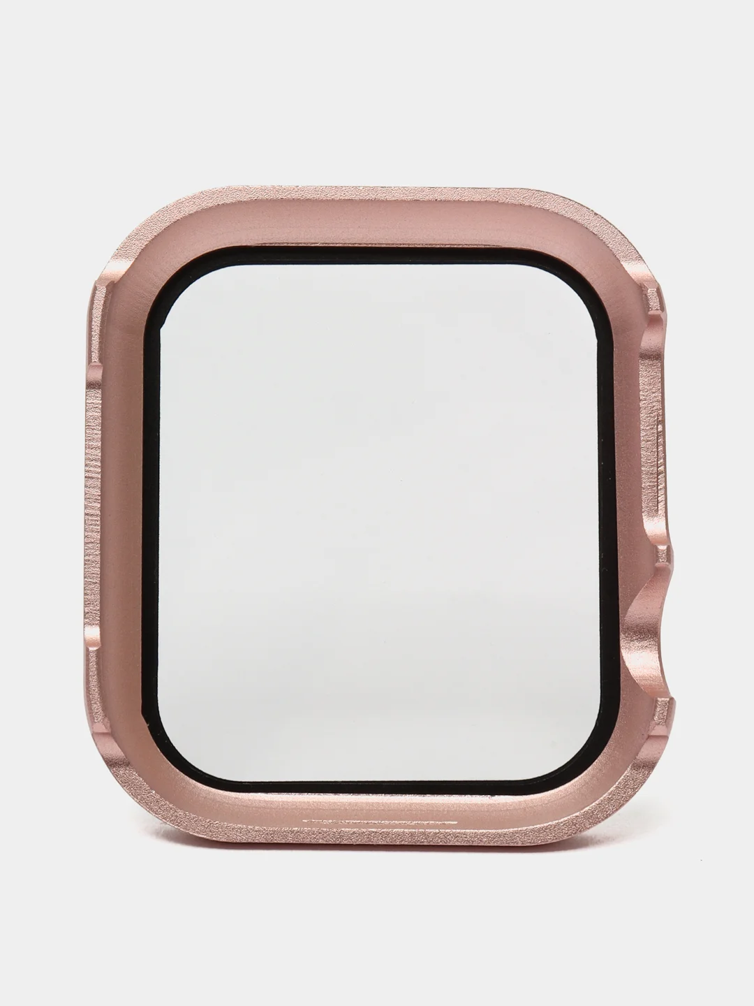 Розовый защитный металлический бампер со стеклом для Apple Watch