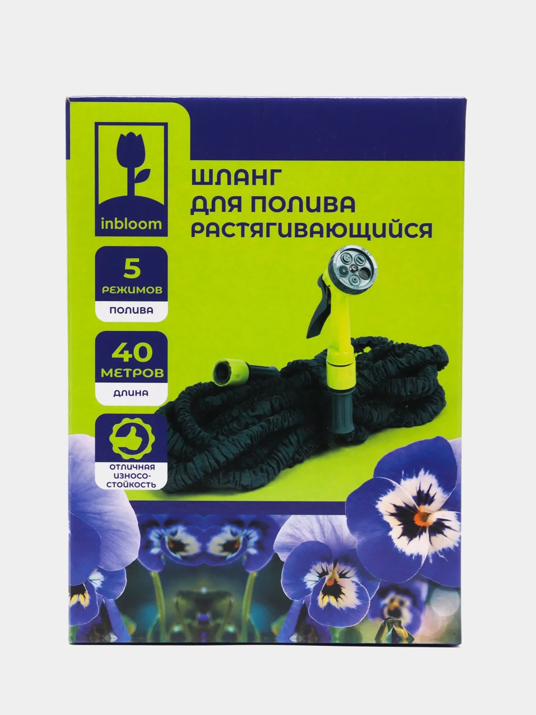 INBLOOM шланг для полива растягивающийся, 40 м, 5 реж., коннект., ТПЭ, полиэстер, пластик