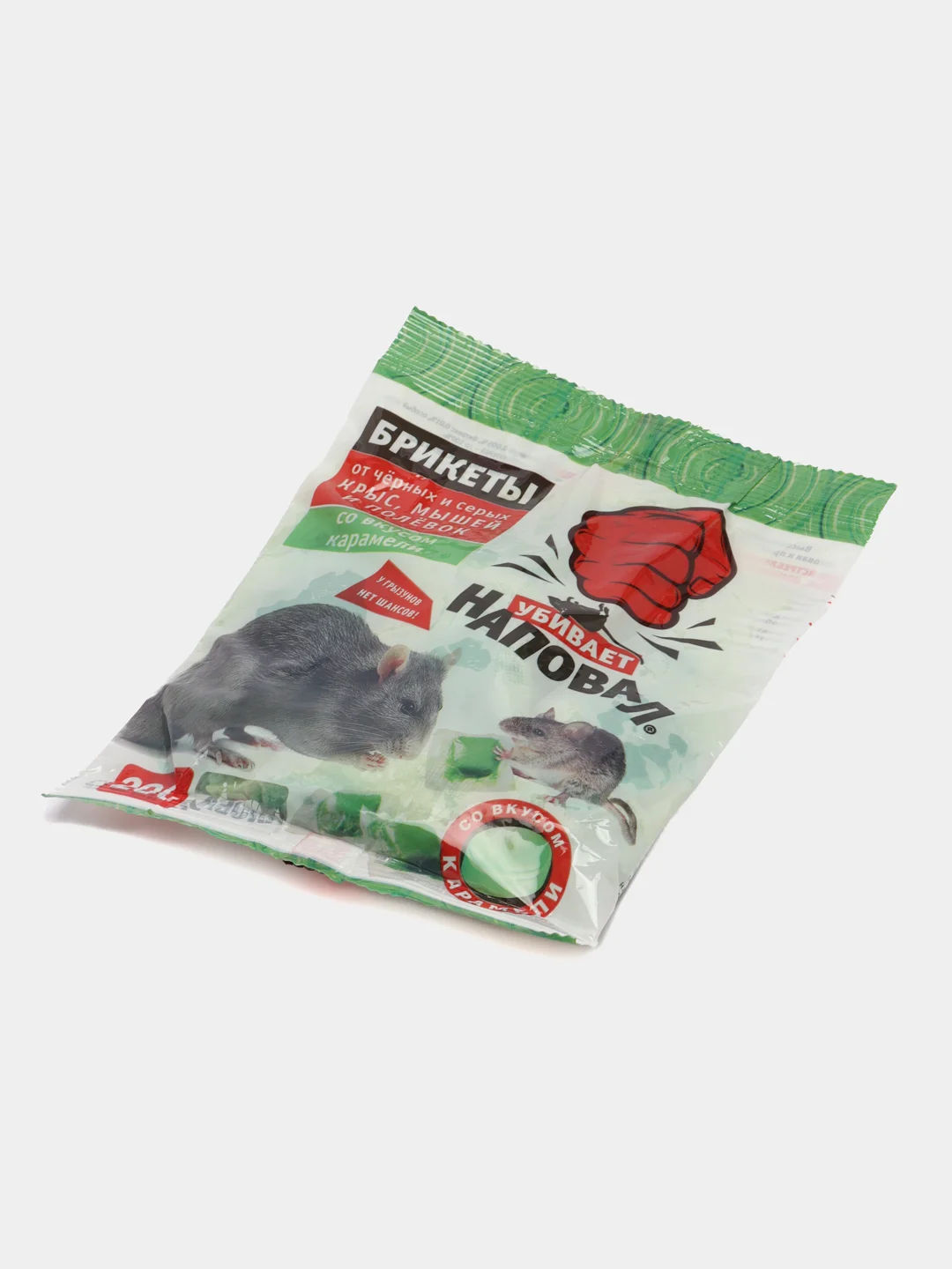 От крыс и мышей НАПОВАЛ, тесто-брикет со вкусом карамели, 200гр