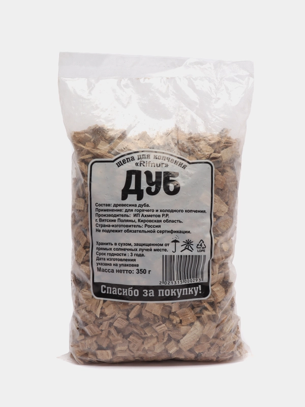 Щепа для копчения Дуб, 350гр, Рифнур