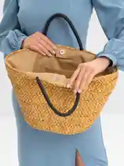 Летняя пляжная соломенная сумка с ручками