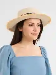 Бежевый соломенная шляпа, с лентой
