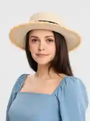 Бежевый соломенная шляпа, с лентой