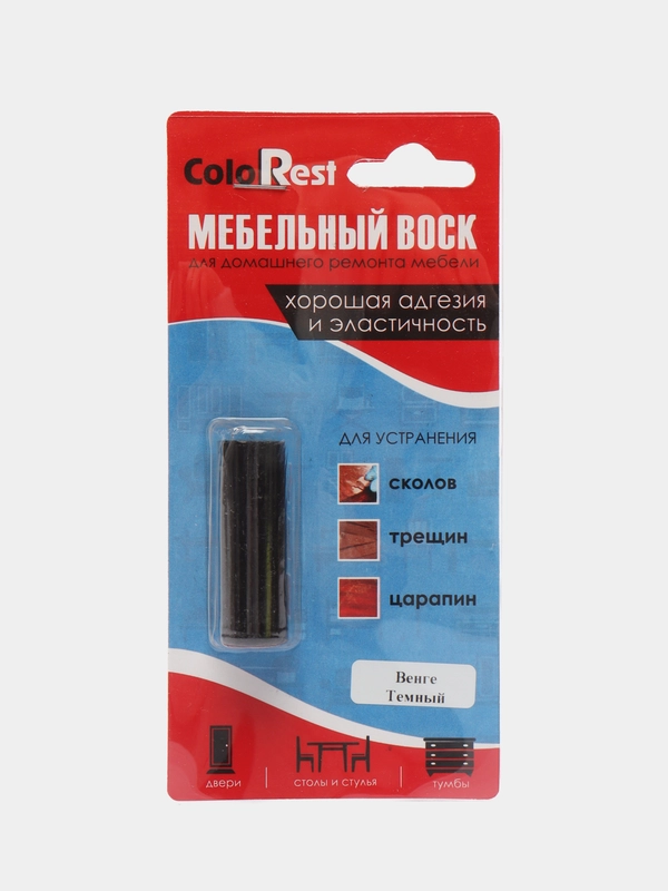 Мебельный воск мягкий для реставрации мебели, дверей, ColoRest, 10 г, Венге Темный