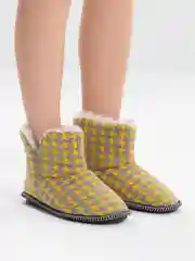Желтый чуни-тапочки домашние утепленные Soft Slippers "Вязанка" на подошве ЭВА