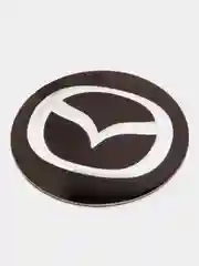 Черный наклейки на диски, колпаки MAZDA сферические, изогнутые, Мазда, 54 мм, 4 штуки