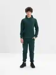 Зеленый спортивный мужской костюм без начеса
