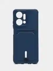 Синий чехол для Huawei Honor X7a (Хуавей Хонор Х7а) силиконовый, с карманом для карты