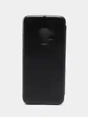 Черный кожанный чехол-книжка на Samsung Galaxy S9