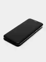 Черный кожанный чехол-книжка на Samsung Galaxy S9