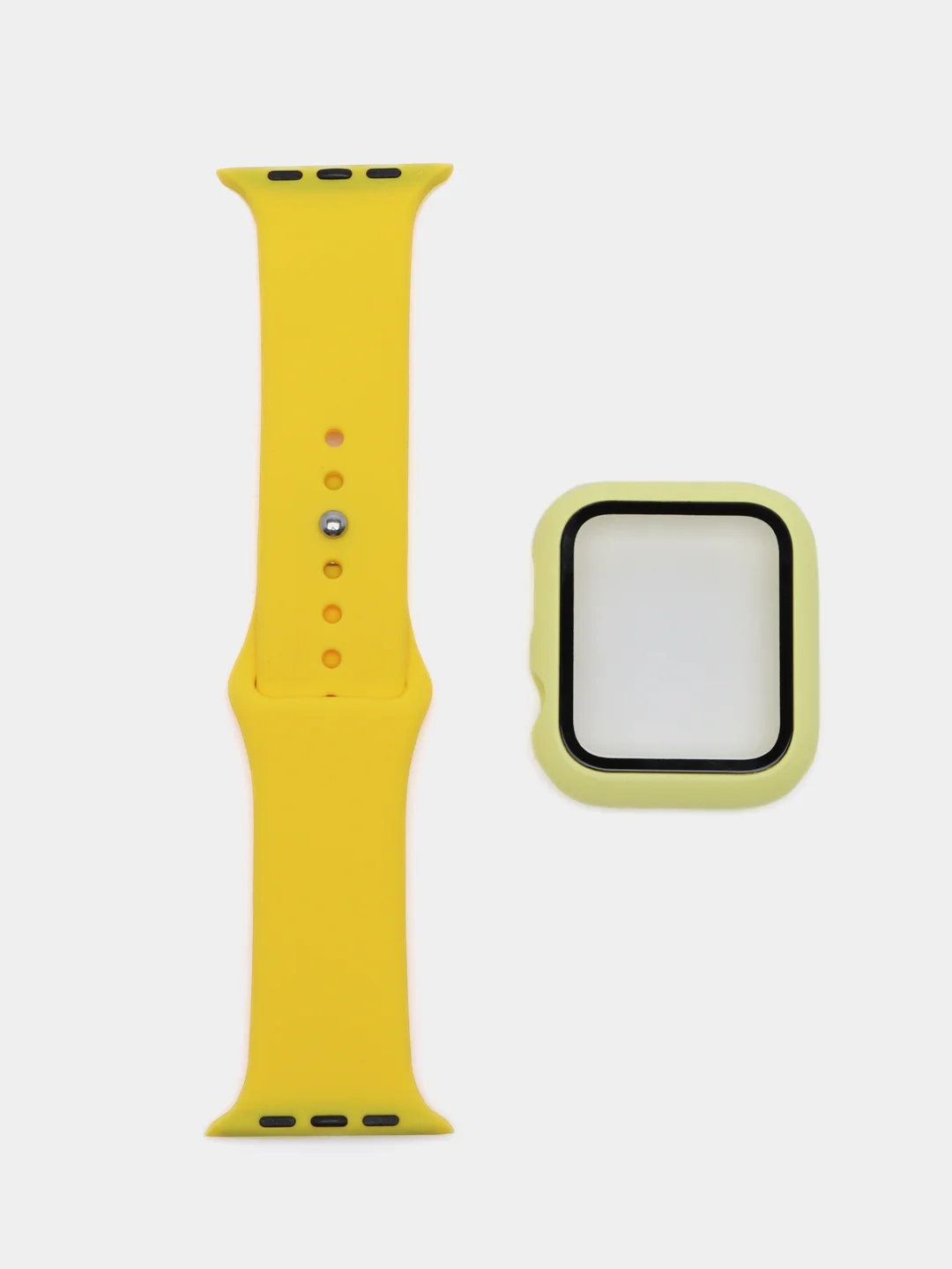 Желтый бампер с защитным стеклом и ремешком для Apple Watch 38/40/41/42/44/45/49