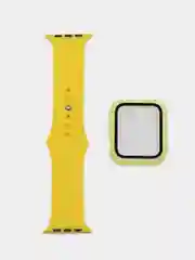 Желтый бампер с защитным стеклом и ремешком для Apple Watch 38/40/41/42/44/45/49