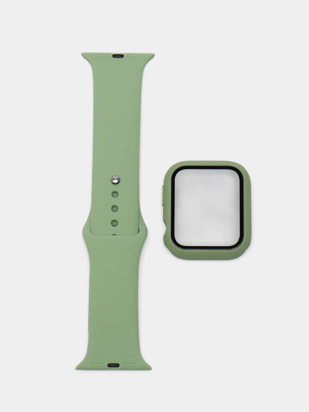 Лайм бампер с защитным стеклом и ремешком для Apple Watch 38/40/41/42/44/45/49
