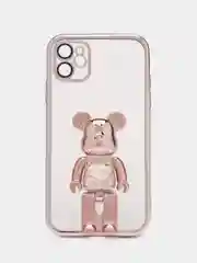 Бронзовый чехол на Айфон с BearBrick медведь держателем подставкой IPhone XR, 11, 12, 13, 14 Pro Max