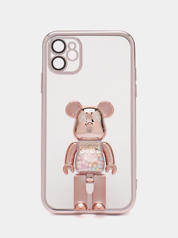 Чехол на Айфон с BearBrick медведь держателем подставкой IPhone XR, 11, 12, 13, 14 Pro Max