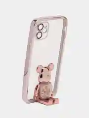Бронзовый чехол на Айфон с BearBrick медведь держателем подставкой IPhone XR, 11, 12, 13, 14 Pro Max