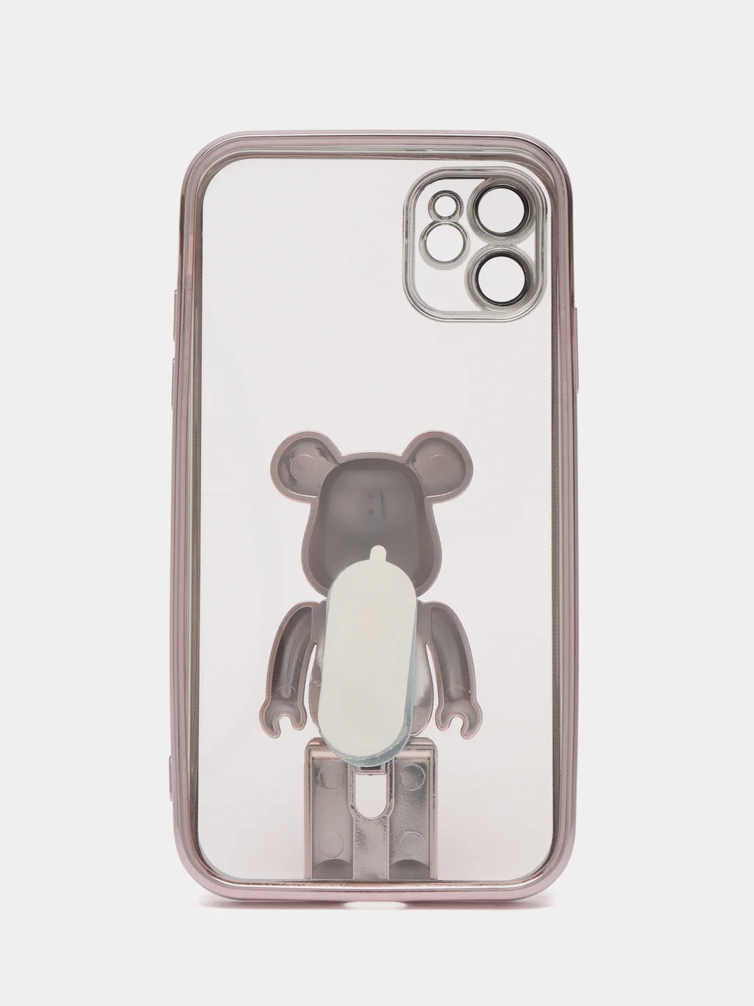 Бронзовый чехол на Айфон с BearBrick медведь держателем подставкой IPhone XR, 11, 12, 13, 14 Pro Max