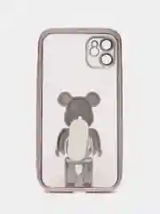 Бронзовый чехол на Айфон с BearBrick медведь держателем подставкой IPhone XR, 11, 12, 13, 14 Pro Max