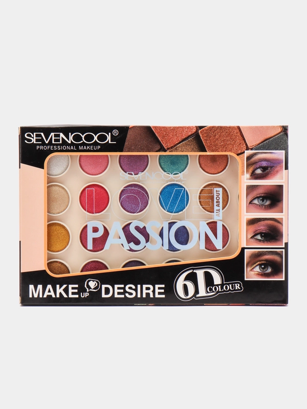 Глиттерные тени для век с блестками SevenCool Love Passion 6D Color, 24 цвета