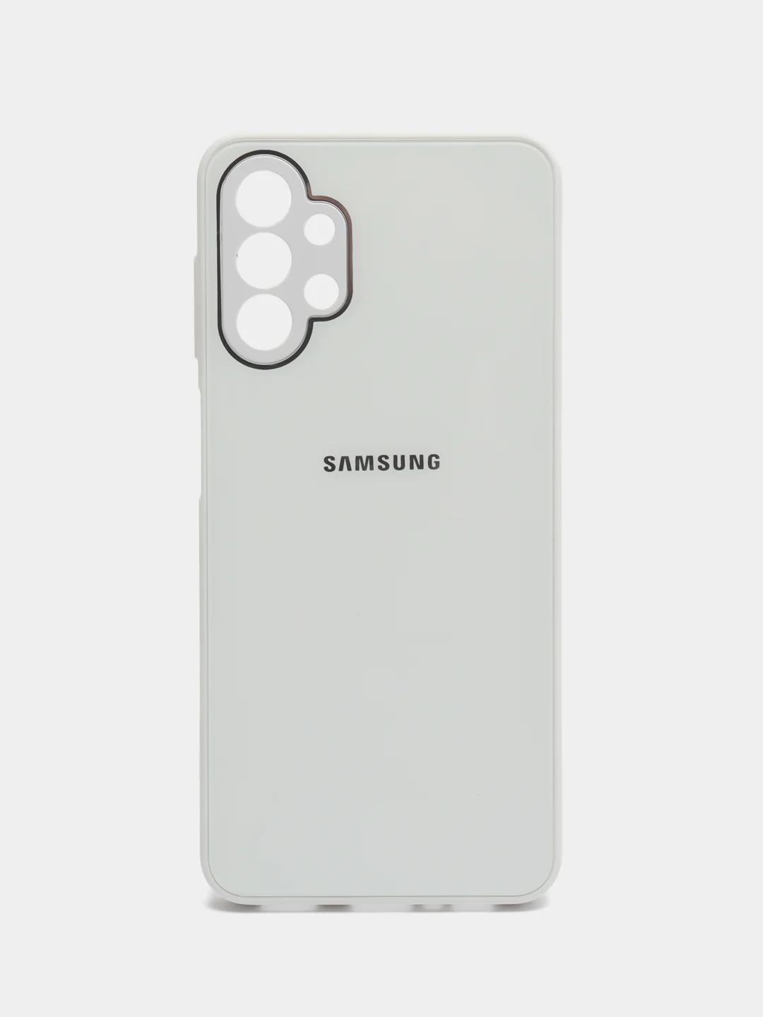Белый чехол для Samsung Galaxy A13, Самсунг Галакси А13 4G, пластиковый, глянцевый, под стекло