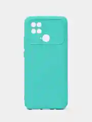 Тёмно-бирюзовый силиконовый чехол на Xiaomi Poco C40 ( Сяоми Поко С40 ) прозрачный , защита камеры