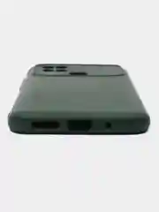 Тёмно-зелёный силиконовый чехол на Xiaomi Poco C40 ( Сяоми Поко С40 ) прозрачный , защита камеры