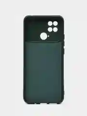 Тёмно-зелёный силиконовый чехол на Xiaomi Poco C40 ( Сяоми Поко С40 ) прозрачный , защита камеры