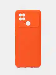 Оранжевый силиконовый чехол на Xiaomi Poco C40 ( Сяоми Поко С40 ) прозрачный , защита камеры