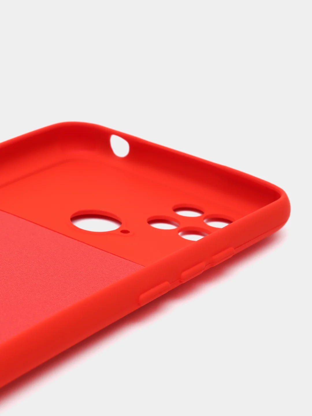 Красный силиконовый чехол на Xiaomi Poco C40 ( Сяоми Поко С40 ) прозрачный , защита камеры