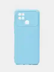Голубой силиконовый чехол на Xiaomi Poco C40 ( Сяоми Поко С40 ) прозрачный , защита камеры