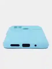 Голубой силиконовый чехол на Xiaomi Poco C40 ( Сяоми Поко С40 ) прозрачный , защита камеры