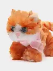 Оранжевый мягкая игрушка собачка и кошка со звуком при нажатии на живот 16х15х9 см