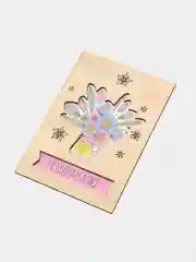 Бирюзовый открытка деревянная, 10 х 14,5 см