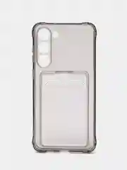 Серый чехол для Samsung Galaxy S23 Plus, Самсунг Галакси С23 Плюс, с карманом, прозрачный