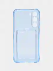 Синий чехол для Samsung Galaxy S23 Plus, Самсунг Галакси С23 Плюс, с карманом, прозрачный