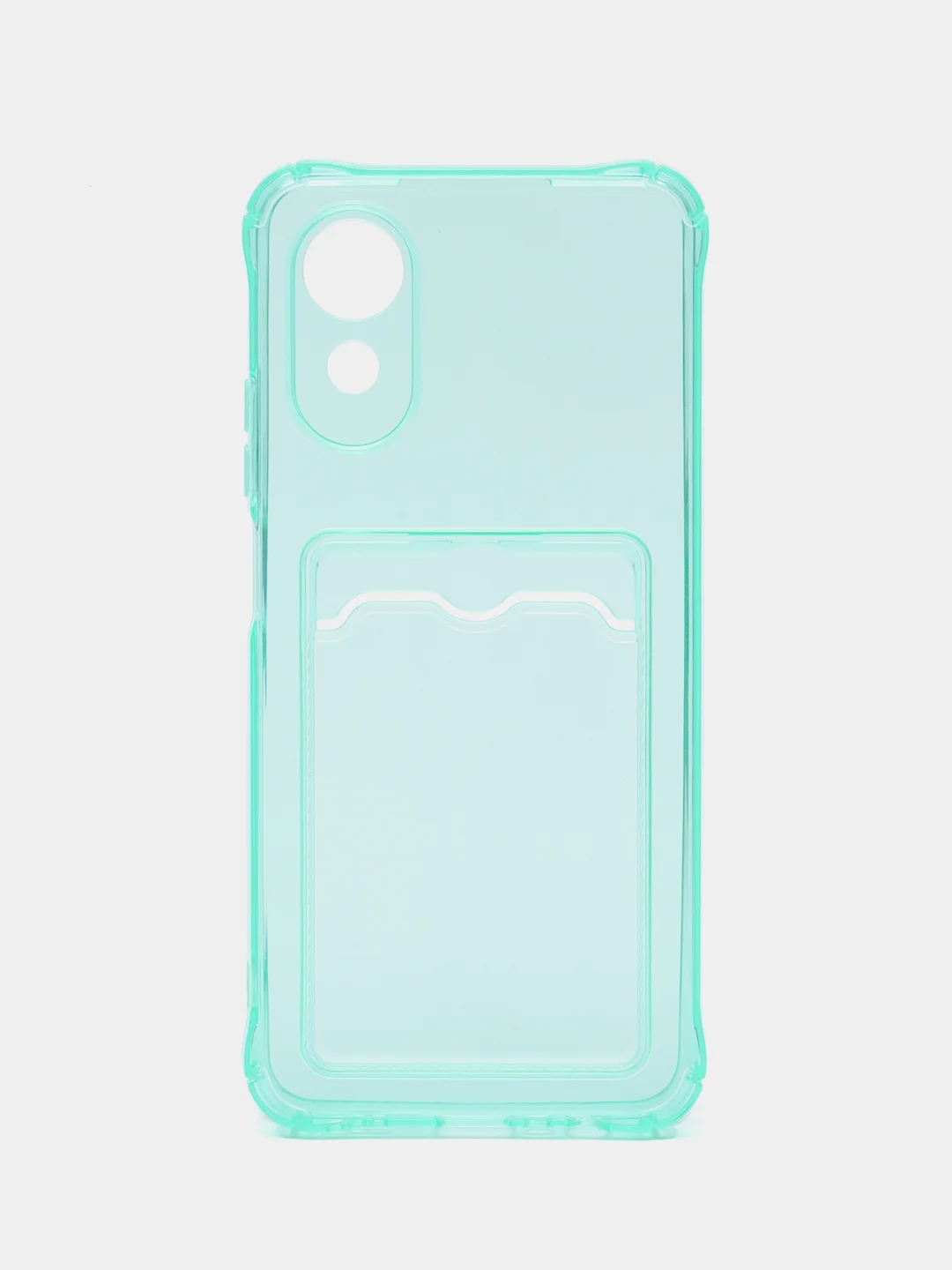 Бирюзовый чехол для Oppo A17 / A17K, Оппо А17, А17К прозрачный, с карманом для карт
