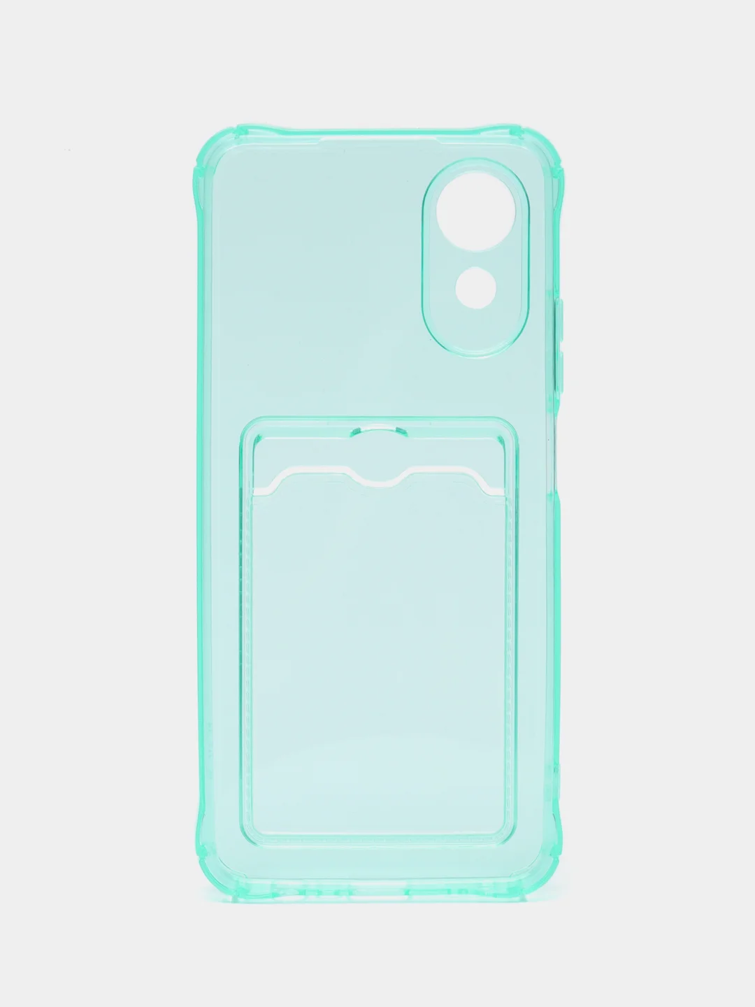 Бирюзовый чехол для Oppo A17 / A17K, Оппо А17, А17К прозрачный, с карманом для карт