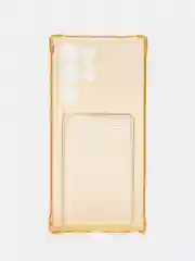 Золотой чехол для Samsung Galaxy S23 ULTRA (Самсунг Галакси С23  Ультра), прозрачный, с карманом