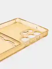 Золотой чехол для Samsung Galaxy S23 ULTRA (Самсунг Галакси С23  Ультра), прозрачный, с карманом
