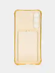 Желтый чехол для Samsung Galaxy S23 Plus, Самсунг Галакси С23 Плюс, с карманом, прозрачный