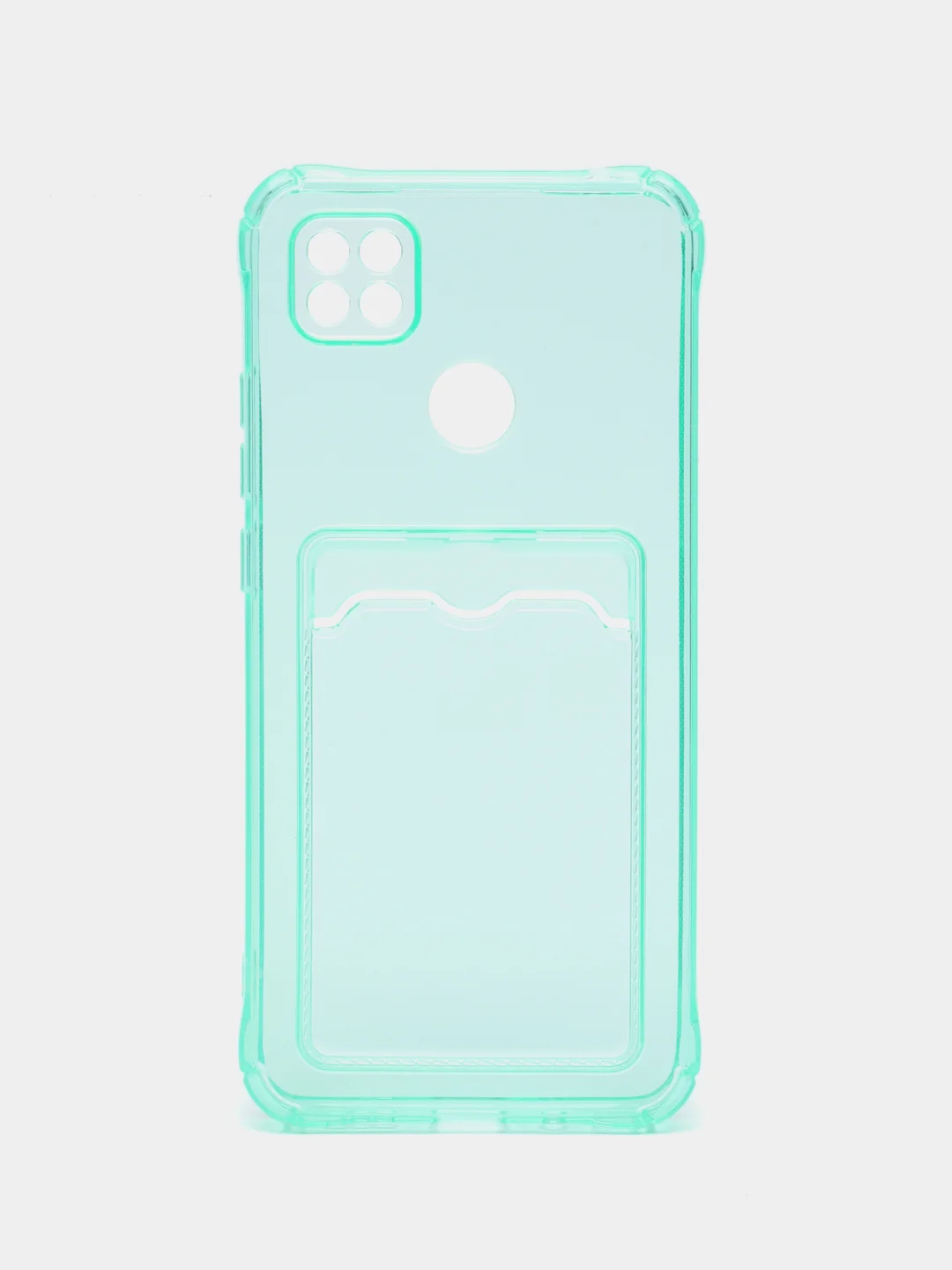 Бирюзовый силиконовый чехол Xiaomi Redmi 9C 10A, с карманом для карт, прозрачный