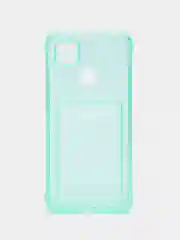 Бирюзовый силиконовый чехол Xiaomi Redmi 9C 10A, с карманом для карт, прозрачный